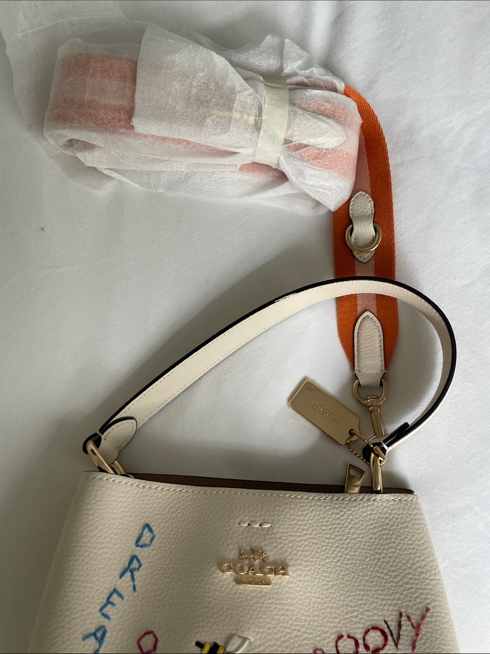 MOTHERS DAY SPECIAL Coach Cream Embroidered Leather Shoulder Bag - Picture 4 of 15